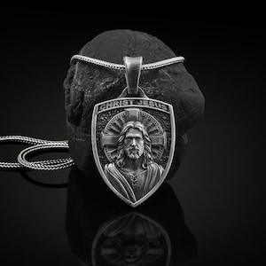 Jesus Christ Handmade Sterling Silver Men Charm Necklace, Jesus Christ Silver Men Jewelry, Jesus Christ Pendant with Chain, Christian Gift