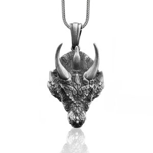 Dragon Handmade Silver Necklace, 3D Dragon Head Silver Men Jewelry, 3D Dragon Sterling Silver Pendant, 3D Dragon Gift, Mythology Silver Gift