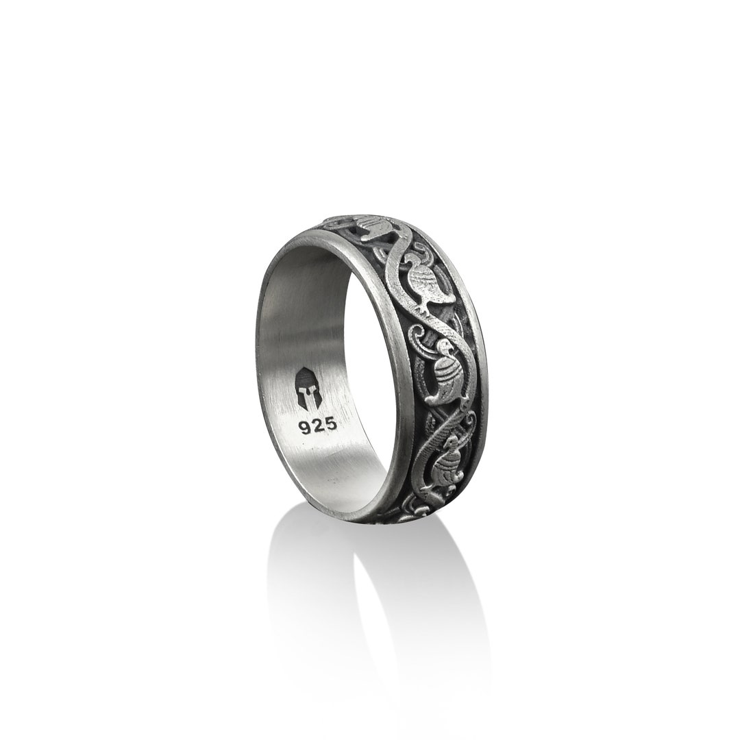Pigeon 925 Silver Men Wedding Ring, Sterling Silver Men Engagement Ring ...