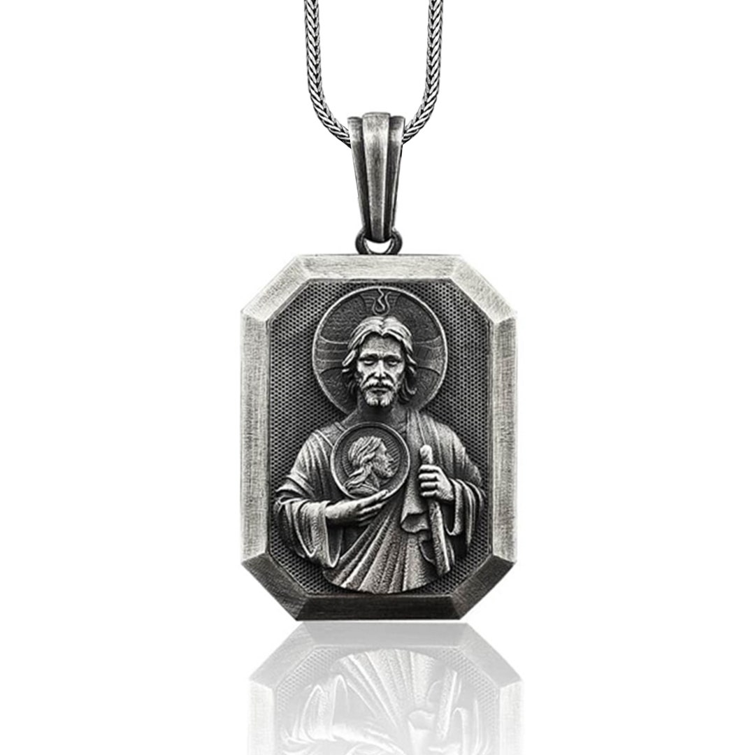 Personalized Saint Jude Silver Men's Necklace, Saint Jude Necklace ...