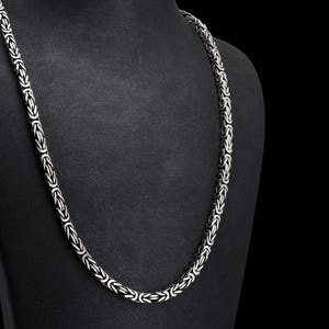 8mm Byzantine Chain, Bali Byzantine Necklace, Men Silver Chain Necklace, Oxidized Byzantine Chain, Square Bali Chain, 925 Silver Bali Chain