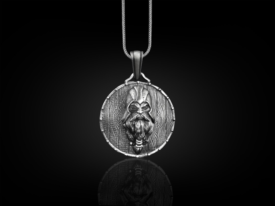 Mens Stainless Steel Nordic Norse Viking Odin Shield Pendant Necklace Men