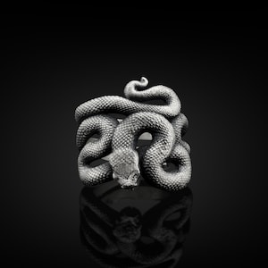 Snake Handmade Sterling Silver Men Ring, Serpent Silver Ring, Snake Silver Jewelry, Animal Ring, Boho Ring, Minimalist Ring, Ring For Men