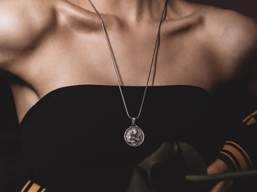 St Francis of Assisi Medal Necklace in 925 Silver, Saint Francis ...