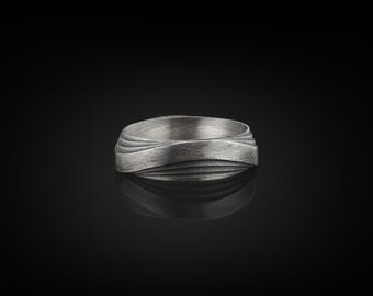 Elegante handgemachte Sterling Silber Herren Bandring, stilvolle Männer Ehering, Silber modische Männer Ehering, Ornament Ring, Statement Ring