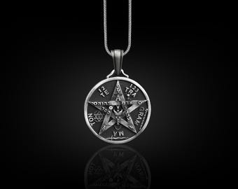 FaithHeart Tetragrammaton Pentacle Necklace - Stainless Steel Pentagram Protection Jewelry