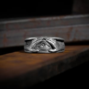 Eye of providence ring in sterling silver for men, Masonic symbol eye of providance band ring for men or women, Mothers day 925 silver gift