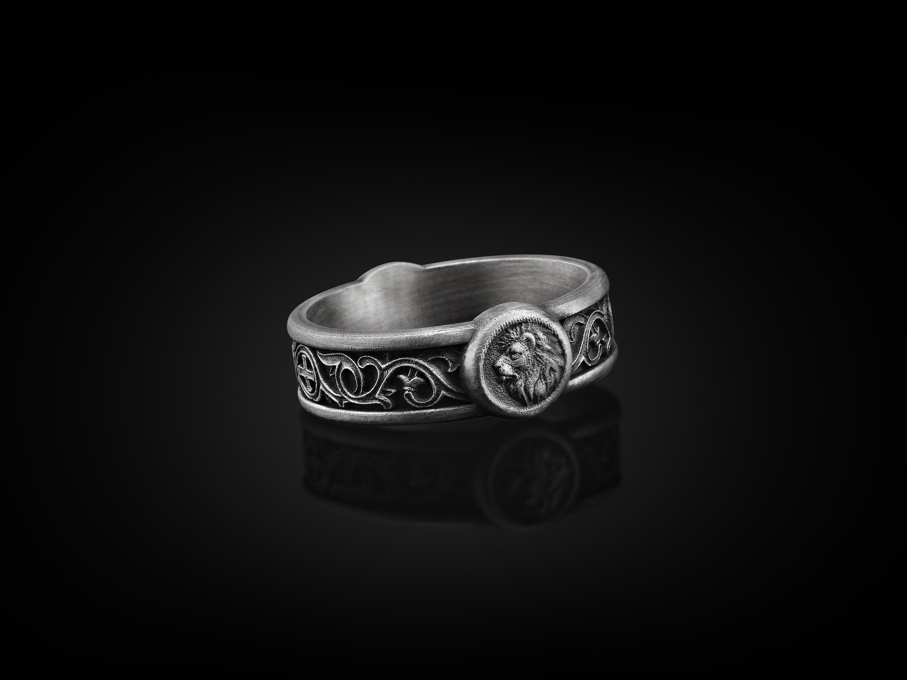 Maned Lion Side Profile Handmade Sterling Silver Men Band Ring, Leo Wedding Ring, Stackable Animal Ring, Zodiac Sign Ring, Anniversary Ring
