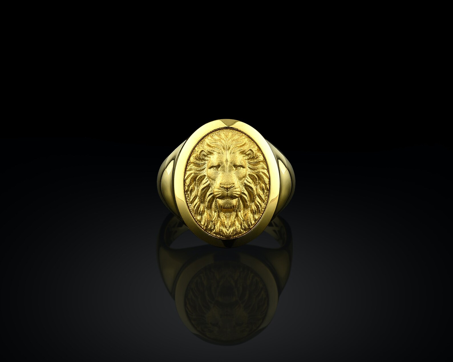 Gold Lion Men's Ring 14K Gold Lion Ring 18K Gold Etsy