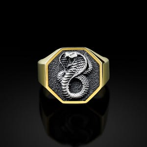 925 Silver Snake Man Ring, Handmade Wild Cobra Men Ring, Gold Plated Boho Signet Men Ring, Sterling Silver Wedding Men Jewelry, Ring For Men