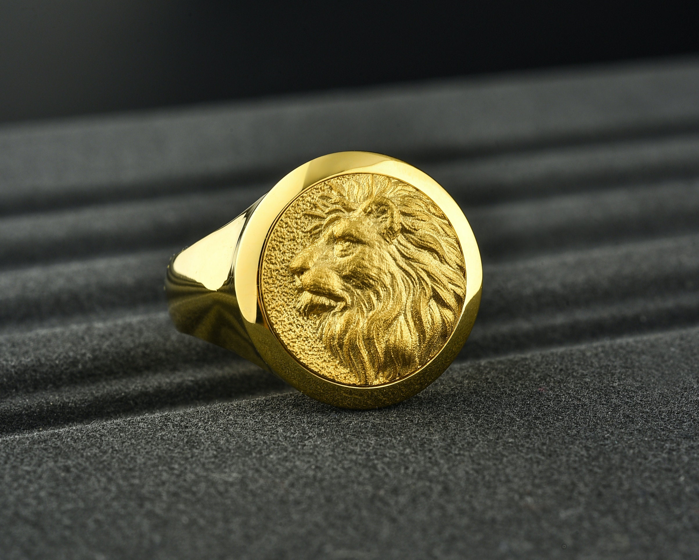 Gold Lion Men's Ring 18K Gold African Lion Rings 14K Etsy