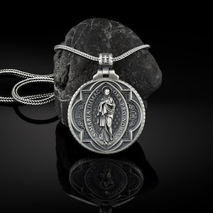 Virgin Mary Immaculate Men Medallion, Immaculate Mens Necklace, Holy Mother Silver Charm, Christian Mens Medallion, Religious Silver Jewelry