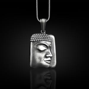Buddha Spiritual Necklace for Men in Silver, Oxidized Buddhist Necklace For Best Friend, Meditation Necklace For him, Necklace For Mama