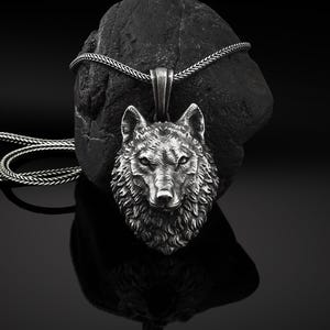 Wilde wolf zilveren herenketting, beste wolf herenketting, Nodric Wolf-bedel met ketting, ketting voor mannen, BestFriend-cadeauketting, Wolf-cadeau