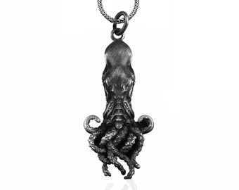 Octopus Necklace For Men in Sterling Silver, Sailor Silver Men Jewelry, Octopus Men's Necklace, Silver Animal Gift, Octopus Men Gift Pendant