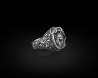 BySilverStone Wild Wolf Signet Ring - Sterling Silver Chunky Ring For Men & Women - View #13