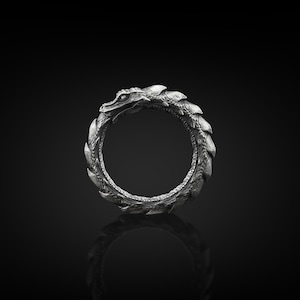 Ouroboros Dragon Handmade Sterling Silver Men Ring, Ouroboros Serpent Mythology Ring, Dragon Silver Men Jewelry, Silver Unique Ring For Men