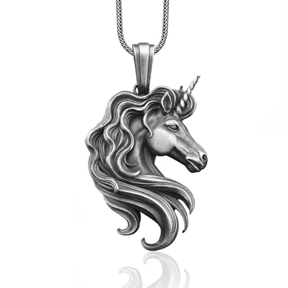 Unicorn Necklace for Men in Silver Unicorn Silber Men Jewelry