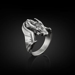 Ongewone drakenring in sterlingzilver, mannelijke fantasiering voor beste vriend, mythologische ring in gotische stijl, Targaryen-ring voor vriend
