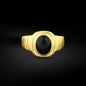 14k solid gold oval black onyx signet men ring, 18k gold men pinky ring with black onyx, Unique mens ring, Gold men ring for everyday use