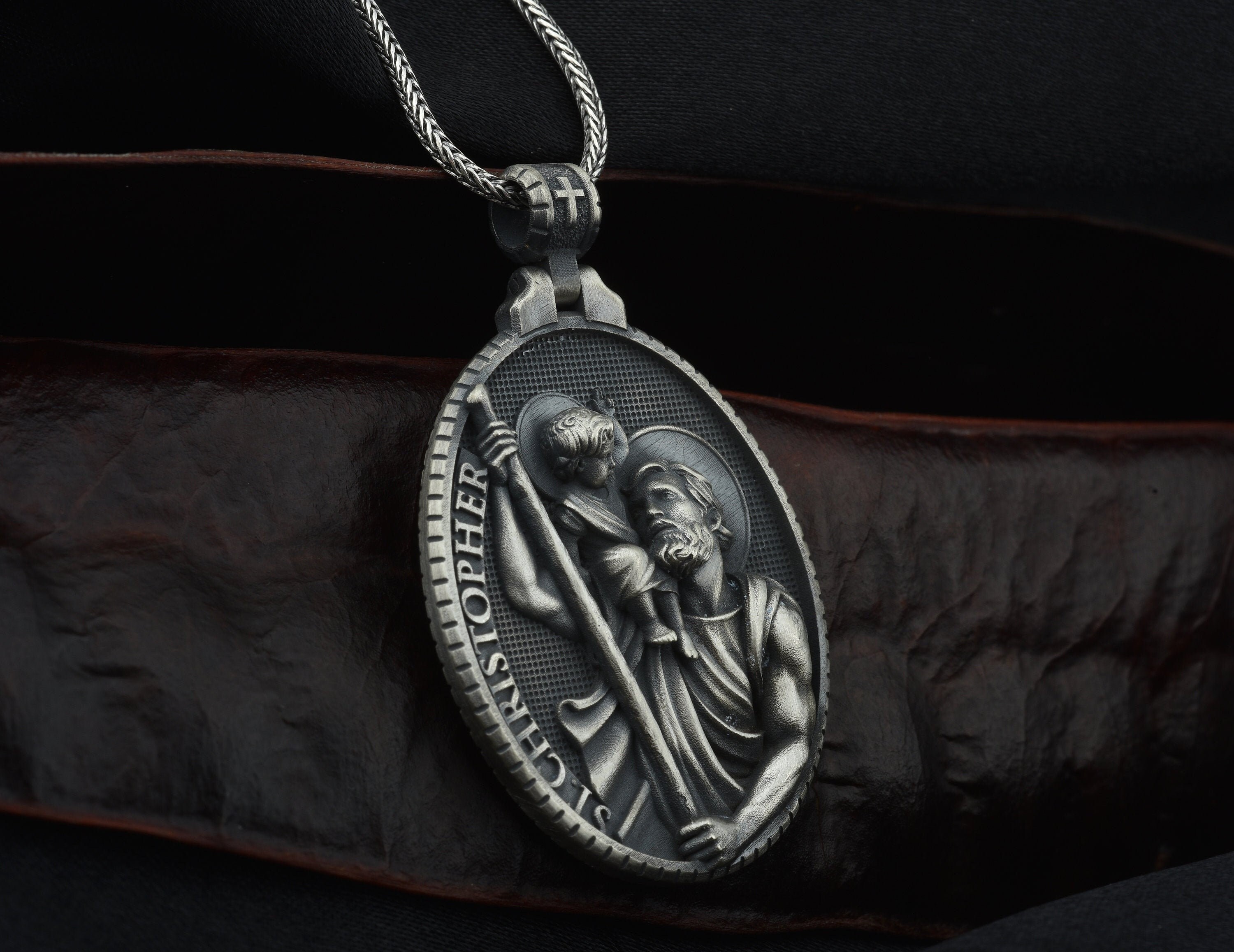Saint Christopher Necklace Mens St Christopher Pendant - Etsy