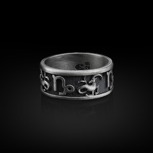 Capricorn Celestial Band Ring for Men in Sterling Silver, Capricorn Zodiac Ring, Animal Mens Ring, Men Engagement Gift Ring, Sympathy Gift