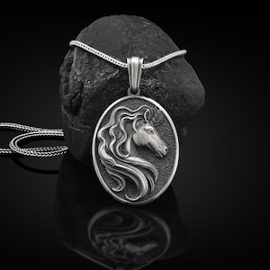Unicorn Handmade Sterling Silver Men Charm Necklace, Unicorn Men Jewelry, Mythical Animal Horse Pendant, Animal Necklace, Mythology Necklace