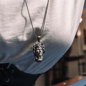 Handmade Gorgon Medusa Necklace for Men in Sterling Silver, Greek Mythology Medusa Charm, Greek Jewelry, Mythology Necklace, Jewelry For Men