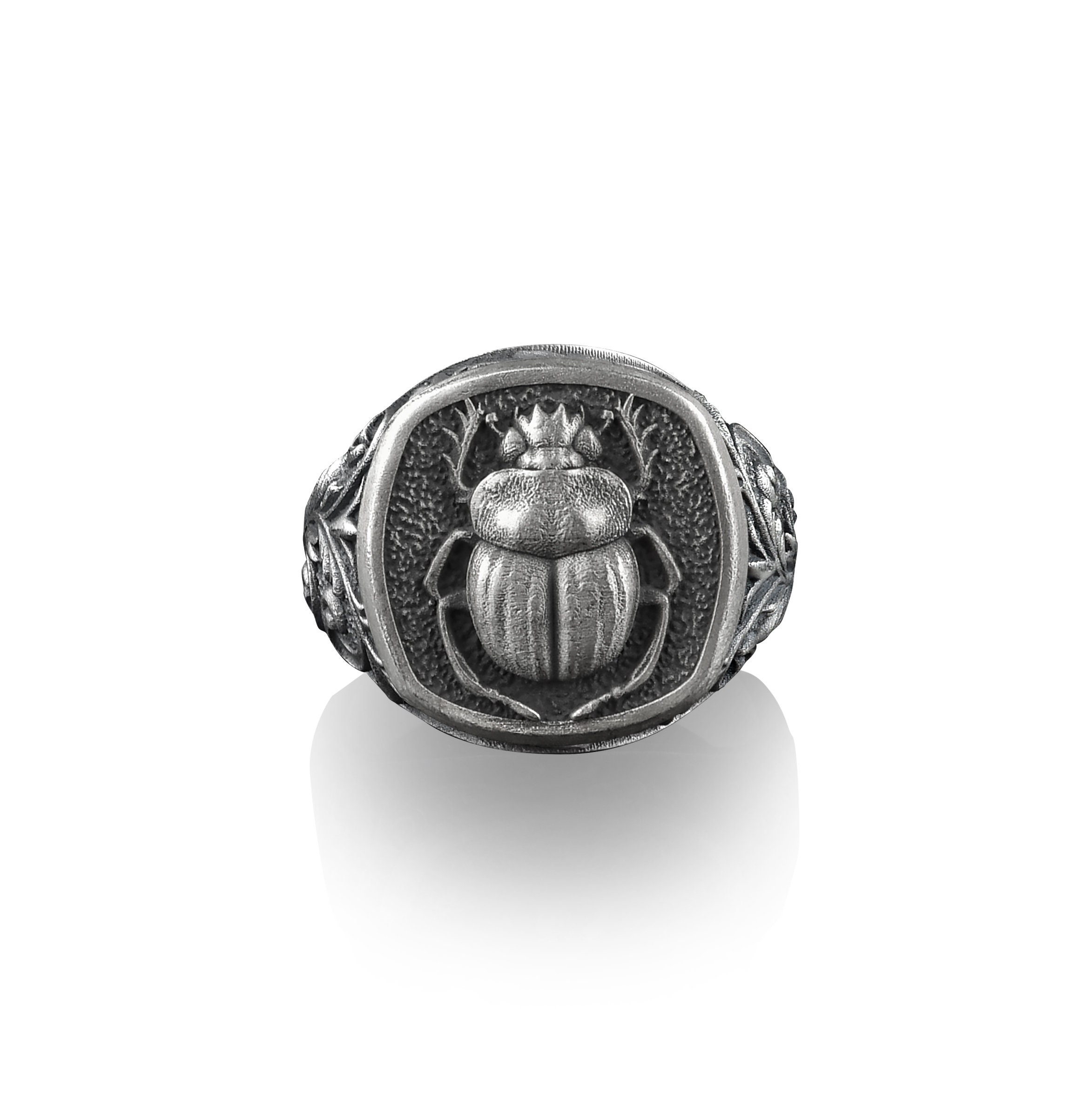 Sterling silver scarab best sale ring