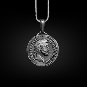 Antoninus Pius Ancient Roman Coin Necklace, Ancient Rome Necklace in Sterling Silver, Graduation Necklace For Son, Antique Coin Pendant