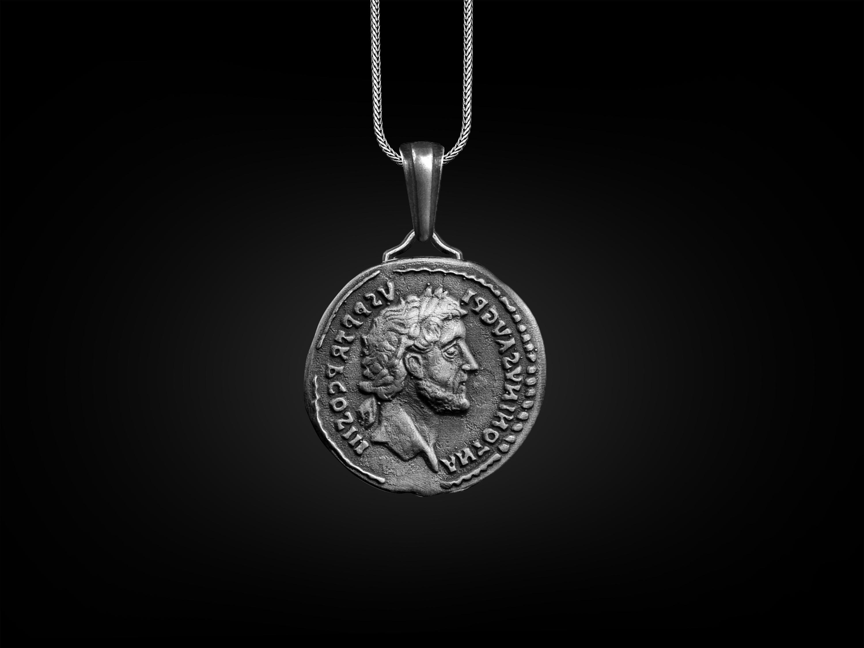 Antoninus Pius Ancient Roman Coin Necklace, Ancient Rome Necklace in Sterling Silver, Graduation Necklace For Son, Antique Coin Pendant