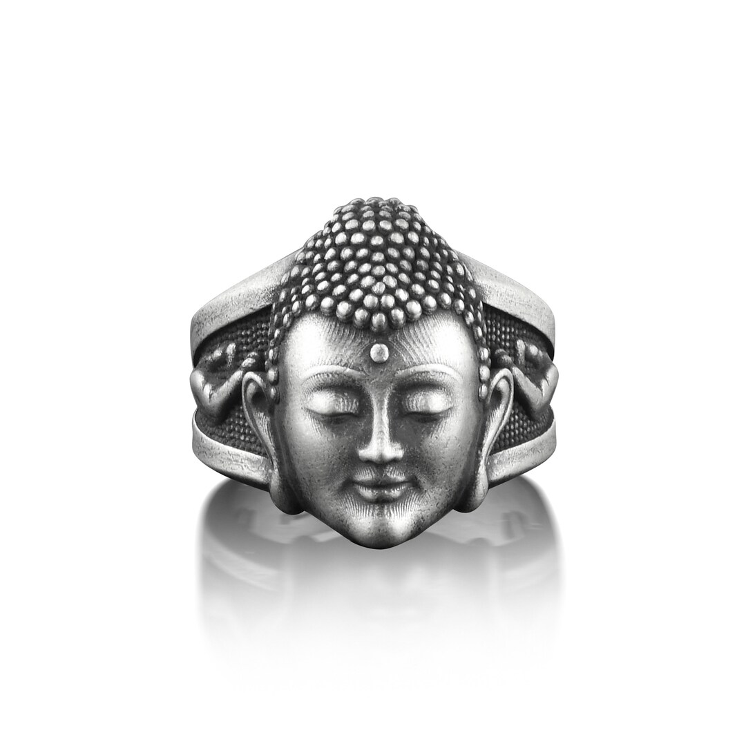 Buddha Oxidized Sterling Silver Ring Yoga Ring for Best Etsy