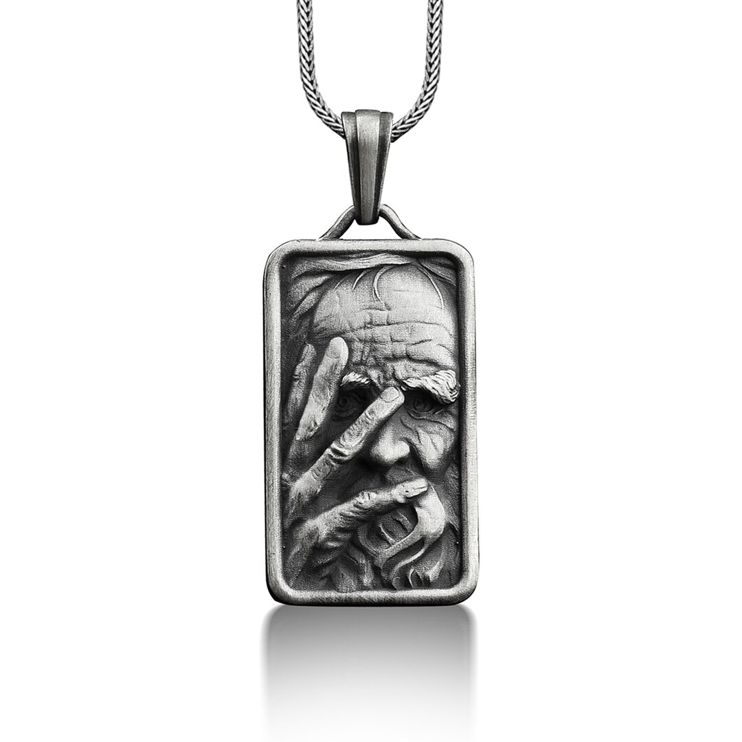 St Peter Pendant Necklace in Sterling Silver, Personalized Catholic Necklace for Dad, Religious
