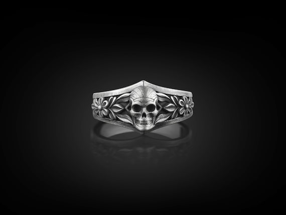 BySilverStone Skull Ring – Oxidized Sterling Silver Gothic Ring For Men