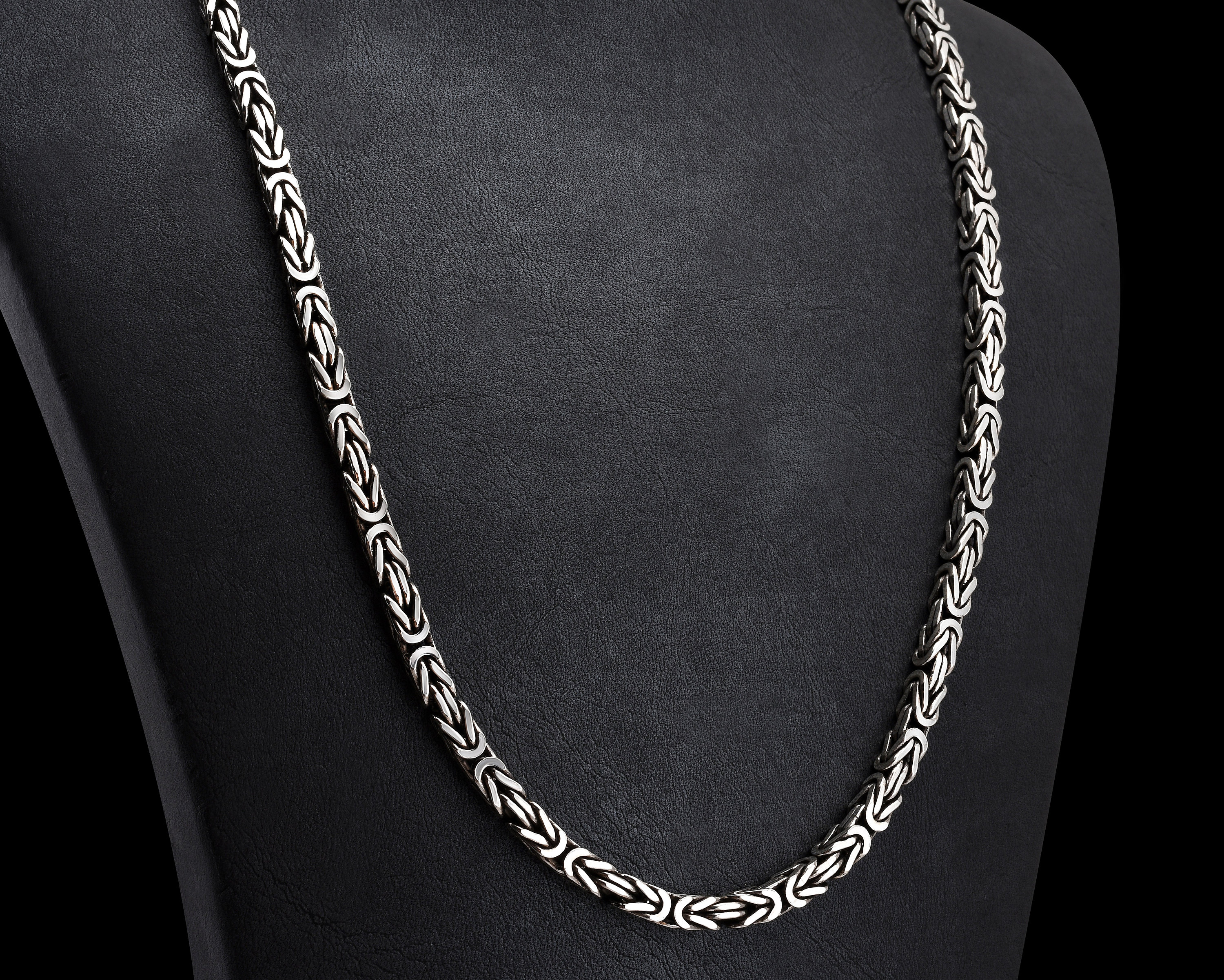 Sterling Silver Black Rubber Necklace Chain Choker Skate Tribal 16" 4mm 