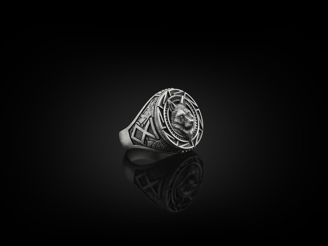 Nordic Wolf Handmade Sterling Silver Men Signet Ring Norse - Etsy