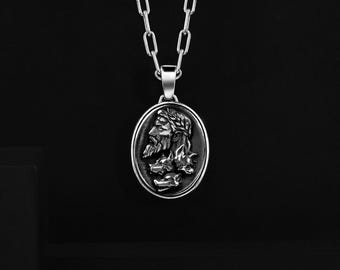 Hades Silver Men's Pendant with God of the Underworld and the Land of The Dead Engraved, Greek Gift Jewelry