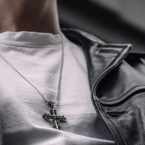 925 Silver Skull Cross Necklace, Death Cross Christian Necklace, Faith Necklace, Skulls in Cross Silver Handmade Necklace, Christmas Gift