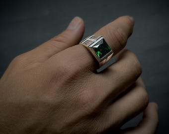SweetJew Emerald Ring For Men Eternity Wedding Band 925 Sterling Silver 19 Emerald Cut Gemstone Promise Ring For Him Size 7-14, Gemstone, Emerald