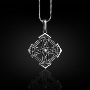 Nodo celtico in collana croce da uomo in argento sterling, collana pagana della mitologia norrena per papà, collana di protezione