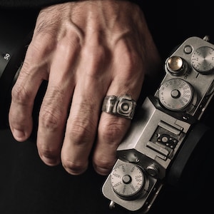 Fotokamera Handgefertigter Sterling Silber Herrenring, Silberfotograf Ring, Minimalistischer Ring, Bester Freund Ring, Ring für Männer, Erinnerungsgeschenk