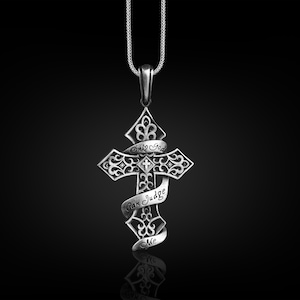 Only God Can Judge Me Cross Necklace, Victorian Motifs in Cross Pendant For Christian, Spiritual Necklace For Dad, Boyfriend Necklace