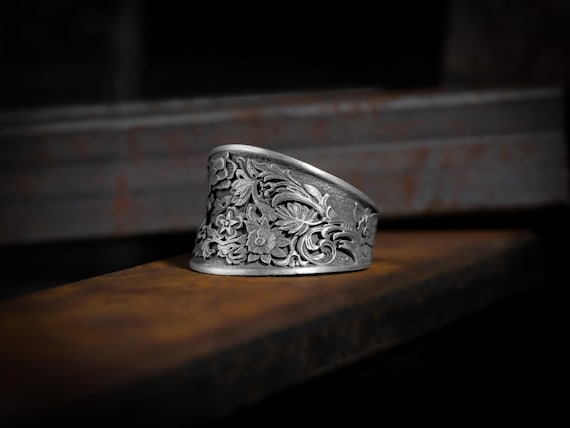 ★pandorum★ Acanthus ring 1 PR-004 Acanthus Flower Ring for Men in Sterling Silver for Baroque