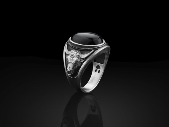 Mens Ring Black Stone Signet Ring Silver Ring 925 Silver/630 Mens Ring Black Stone Signet Ring Silver Ring 925 Silver/630