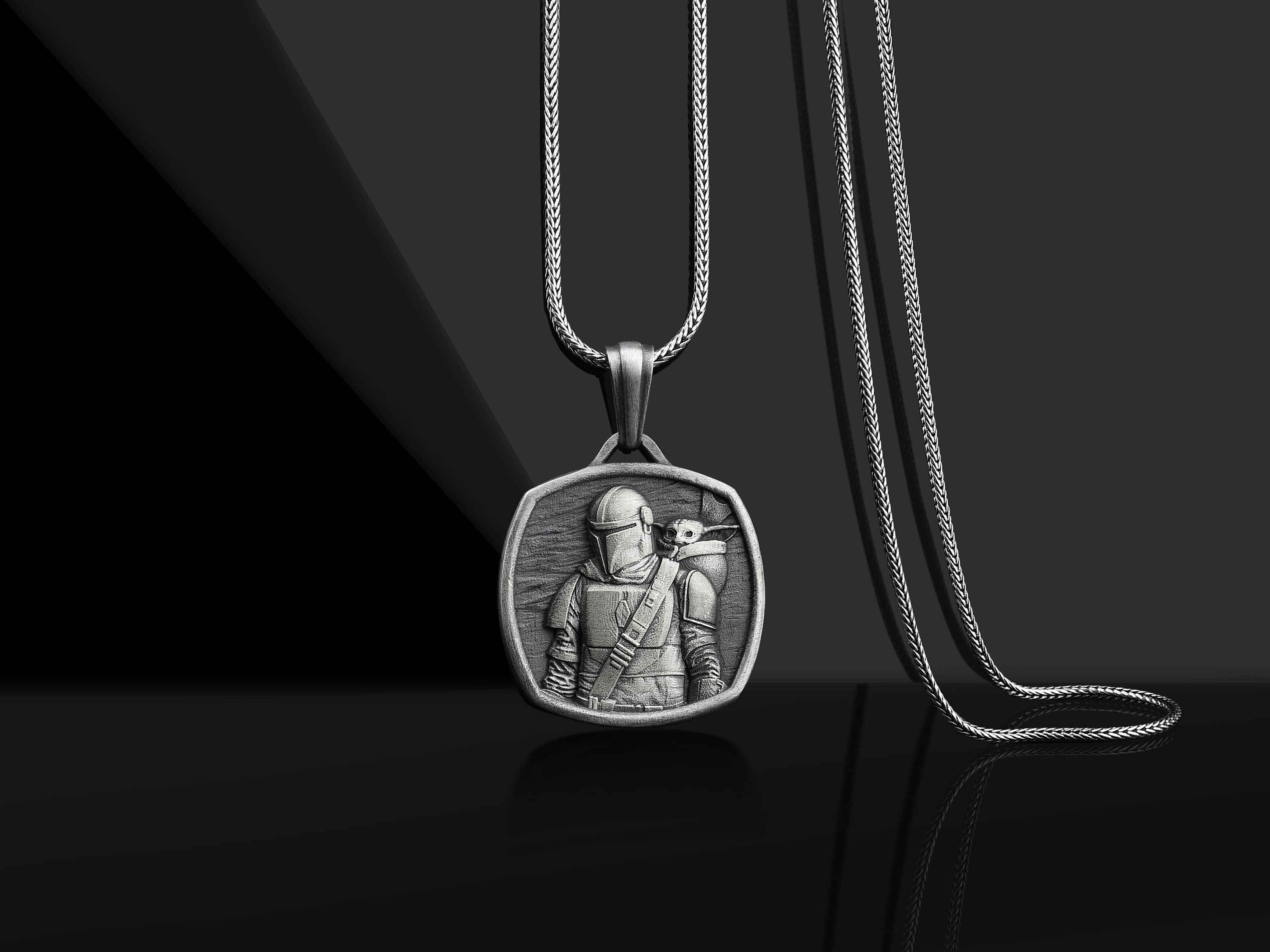 Mandalorian and Baby Yoda Necklace Star Wars Necklace Etsy