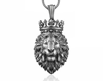 Lion King Silver Mens Necklace, Best Lion Men Necklace, Lion King Charm With Chain, Necklace For Men, BestFriend Gift Necklace, Lion Gift