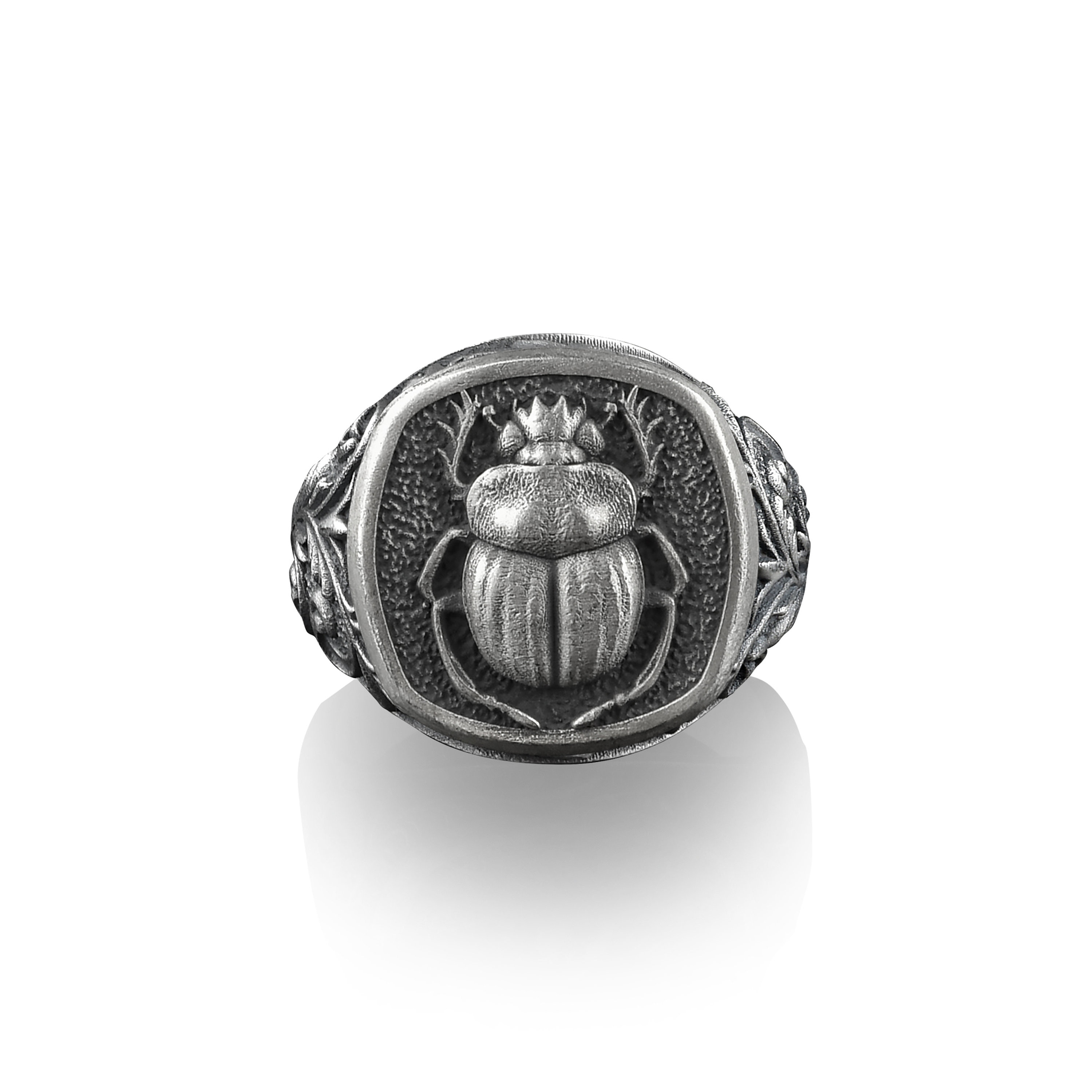 Discover the Exquisite Sterling Silver Ankh and Scarab Beetle Ring
