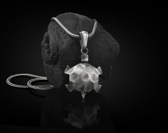Collar de plata Origami 925 de tortuga marina, joyería oceánica de plata esterlina, collar de hombre tortuga, collar familiar, colgante de origami, regalo de padrino