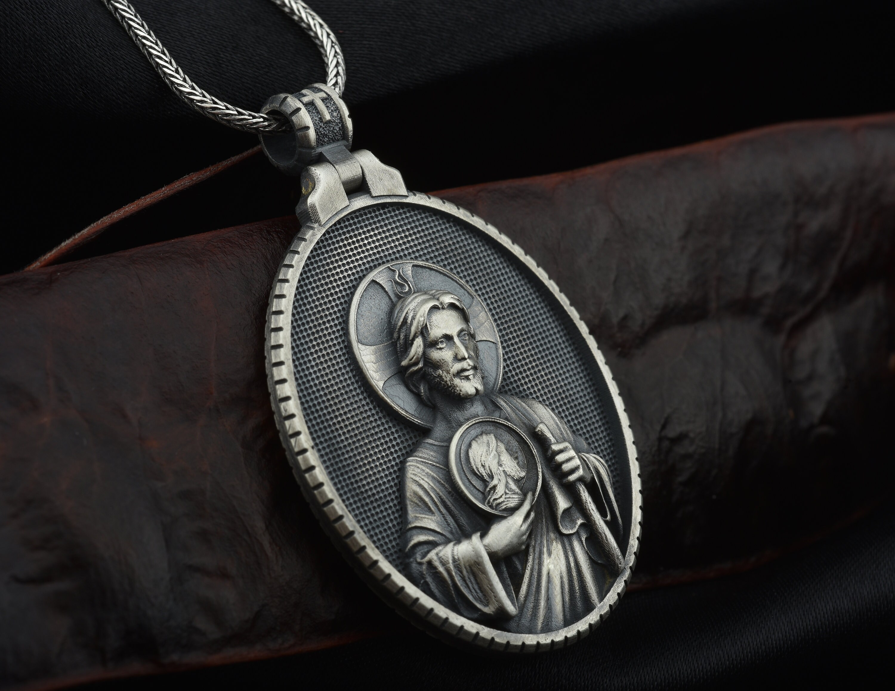 Silver Saint Jude Mens Necklace Men Saint Jude Medallion | Etsy UK
