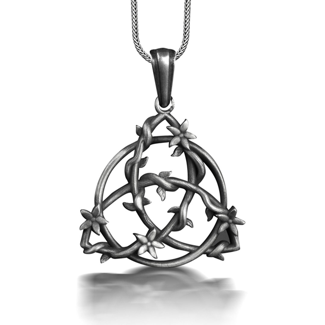 Floral Triquetra Knot Necklace, Celtic Trinity Knot Symbol From Flower ...